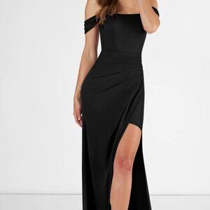 Black Mermaid Off the Shoulder Mesh Dress